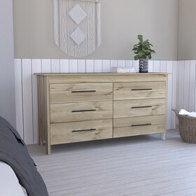 Southington 6-Drawer Rectangle Dresser Light Oak and White B062S00141