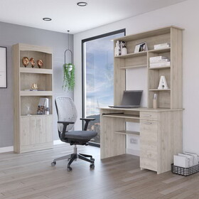 Isabelle 10-Shelf 4-Door 2-piece Office Set, Bookcase and Desk Light Gray B062S00188