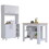 Ralston 7-Shelf 4-Door 2-piece Kitchen Set, Kitchen Island and Pantry Cabinet White and Light Oak B062S00199