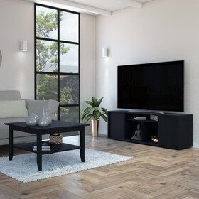 Bernal 2-Door 7-Shelf 2-piece Living Room Set, Coffee Table and TV Stand Black B062S00214