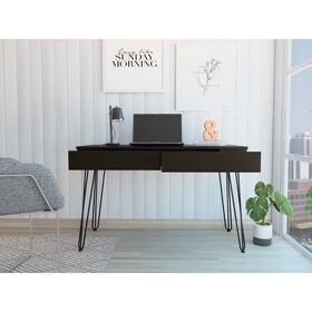 Canton 2-Drawer Writing Desk with Hairpin Legs Black B062S00218