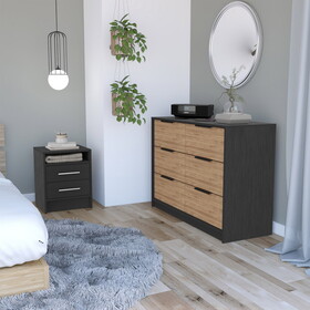 Orleans 2-Piece Bedroom Set, Nightstand and Dresser, Black and Light Oak B062S00221