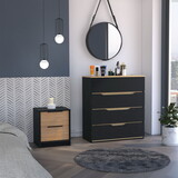Medella 2-Piece Bedroom Set, Nightstand and Dresser, Black, Pine and Light Oak B062S00223