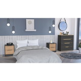 Hartford 3-Piece Bedroom Set, Two Nightstands and Dresser, Black, Pine and Light Oak B062S00224