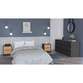 Rock Creek 3-Piece Bedroom Set, Two Nightstands and Dresser, Black Wengue and Pine B062S00227
