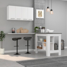 Burlingame 2-Piece Kitchen Set, Kitchen Island and Wall Cabinet, White and Onyx B062S00232