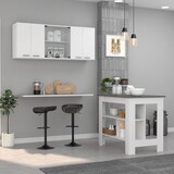 Briargate 2-Piece Kitchen Set, Kitchen Island and Wall Cabinet, White and Onyx B062S00234