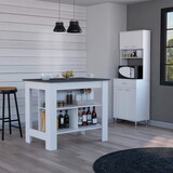 Southridge 2-Piece Kitchen Set, Kitchen Island and Pantry Cabinet, White and Onyx B062S00236