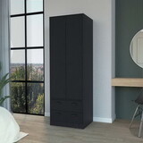 Westminster 2-Door 2-Drawer Armoire with Hanging Rod Black B062S00242