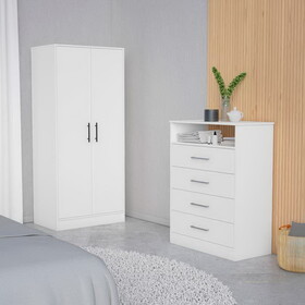 Midval 2-Piece Bedroom Set, Armoire + Dresser, White B062S00255