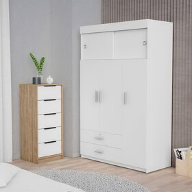 Cozad 2-Piece Bedroom Set, Armoire + Dresser, White and Light Oak B062S00258