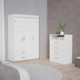 Omaha 2-Piece Bedroom Set, Armoire + Dresser, White B062S00259