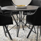 Portia Black Stain and Gunmetal Round Dining Table with Butterfly Metal Base B062S00268