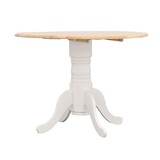 Greer Natural Brown and White Round Dining Table with Drop Leaf B062S00275