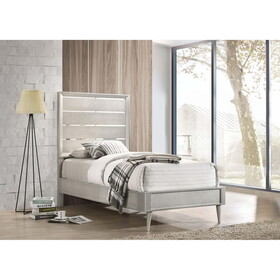 Everton Metallic Sterling Panel Bed with Tapered Legs B062S00287