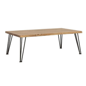 Swinson Natural and Matte Black Coffee Table with Hairpin Leg B062S00317