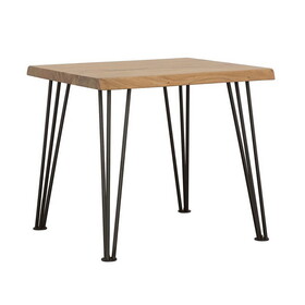 Swinson Natural and Matte Black End Table with Hairpin Leg B062S00318