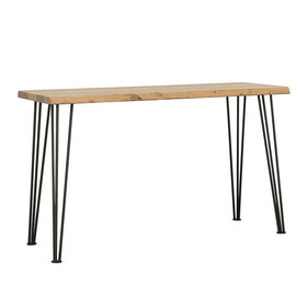 Swinson Natural and Matte Black Sofa Table with Hairpin Leg B062S00319