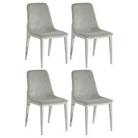 Vincenzo Light Grey and Chrome Side Chairs (Set of 4) B062S00323