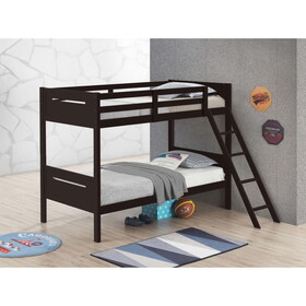 Orman Espresso Twin/Twin Bunk Bed with Built-in Ladder P-B062S00335