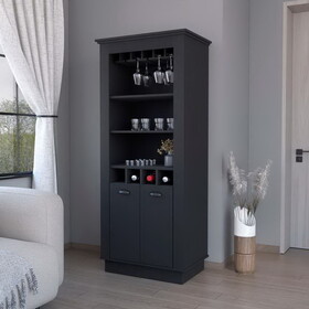Tyler Black 4-Built in Wine Rack Bar Cabinet