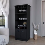 Claire Black Glassware Rack Bar Cabinet