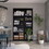 Zachary Black Slim 2 Piece Living Room Set with 2 Bookcases