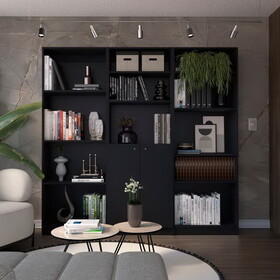 Vernon Black 3 Piece Living Room Set with 3 Bookcases B062S00424