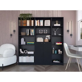 Warren Black 3 Piece Living Room Set with 3 Bookcases B062S00425