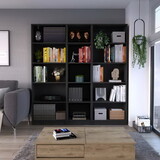 Wayne Black 3 Piece Living Room Set with 3 Bookcases