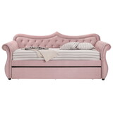Pink Upholstered Twin Daybed with Trundle B062S00452