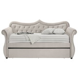 Beige Upholstered Twin Daybed with Trundle B062S00455