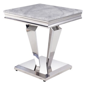 Light Grey and Silver End Table B062S00458