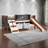 Cherry Oak and White Twin Loft Bed with Slide B062S00462