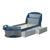 Grey and Navy Twin Bed with 2 Open Compartments B062S00471