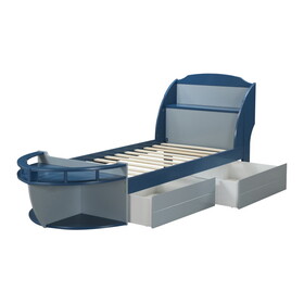 Grey and Navy Twin Bed with 2 Open Compartments B062S00471