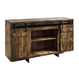 Rustic Oak TV Stand with 2 Barn Doors B062S00480