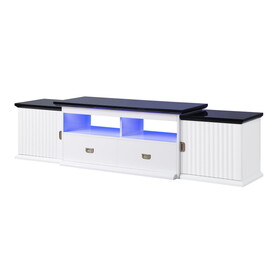 White and Black TV Stand with LED Touch Light B062S00486