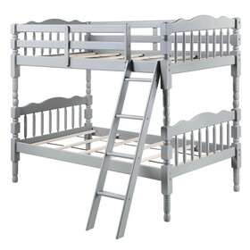 Grey Twin over Twin Bunk Bed with Built-in Ladder P-B062S00491