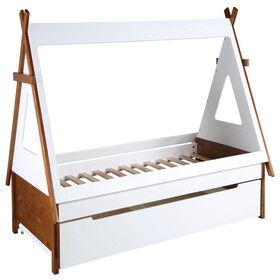 Oak and White Twin Tent-shaped Bed B062S00493
