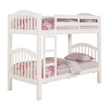 White Twin over Twin Bunk Bed with Built-in Ladder P-B062S00497