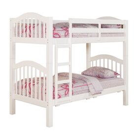 White Twin over Twin Bunk Bed with Built-in Ladder P-B062S00497