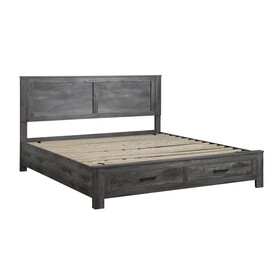 Rustic Grey Oak Queen Panel Bed with Storage B062S00501