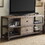 Weathered Oak and Antique Silver 4-Shelf TV Stand B062S00540