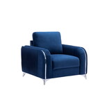 Blue Accent Chair with Metal Leg with Chrome Trim Accents B062S00569