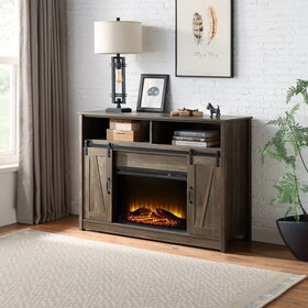 Rustic Oak 2-Door Fireplace with 2 Shelves B062S00573