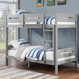 Grey Twin/Twin Bunk Bed with Ladder and Hanger B062S00575