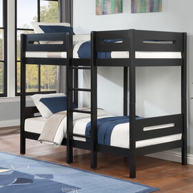 Black Twin/Twin Bunk Bed with Ladder B062S00576