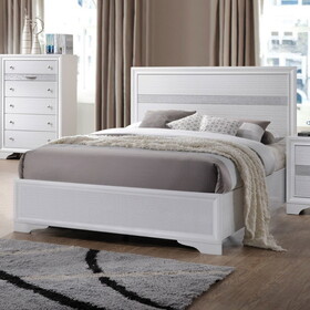 White Twin Panel Bed with Sparkling Inlay