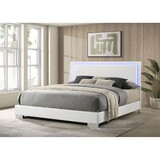 Strick & Bolton White High Gloss Panel Eastern King Bed with LED Lights B062S00659